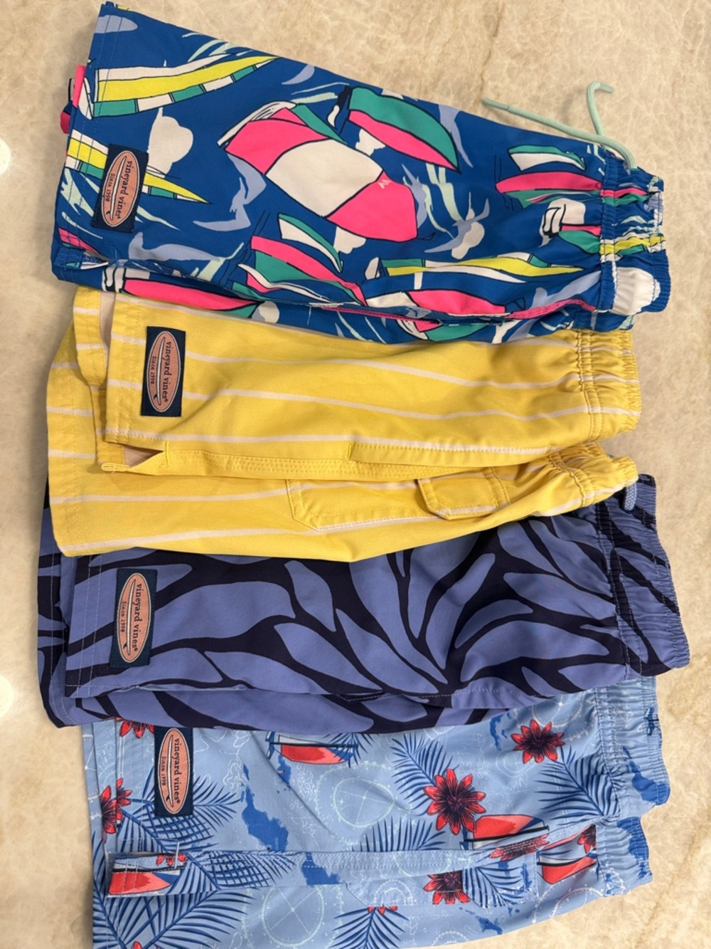 Vineyard Vines Kids Multicolor Swim Shorts Set - Blue, Yellow, Navy, Pink
